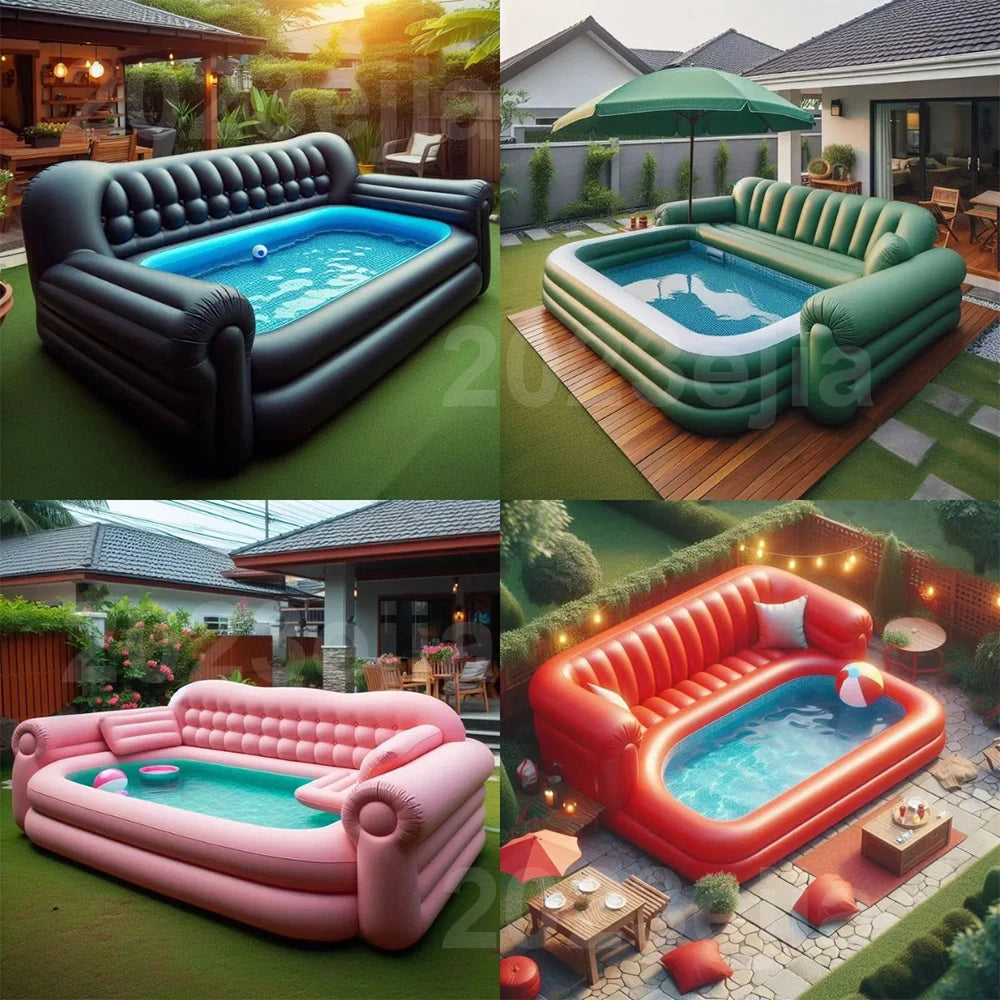 Custom Size Giant Inflatable Combine Sofa Pools Swimming Pool Sofa Shape Inflatable Pool Lounging For Outdoor Relaxation.