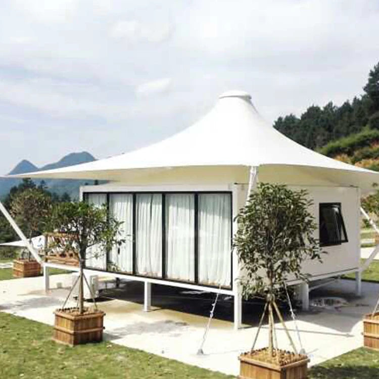 Luxury family resort safari tent luxury canvas glamping pvdf membrane structure room outdoor pod.