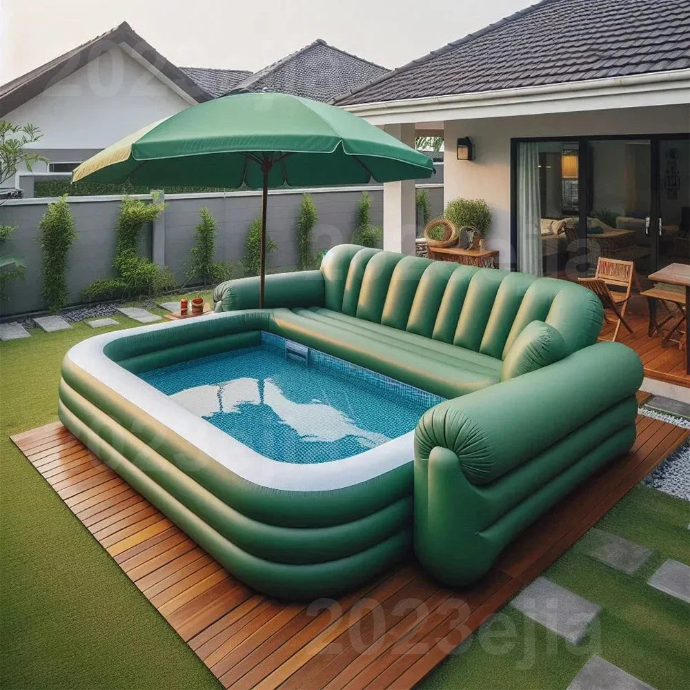 Custom Size Giant Inflatable Combine Sofa Pools Swimming Pool Sofa Shape Inflatable Pool Lounging For Outdoor Relaxation.