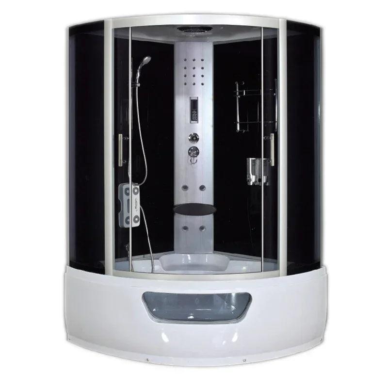 Integral shower room with bathtub, sauna and tempered glass integrated bidet