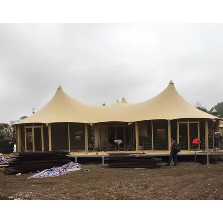 Luxury family resort safari tent luxury canvas glamping pvdf membrane structure room outdoor pod.