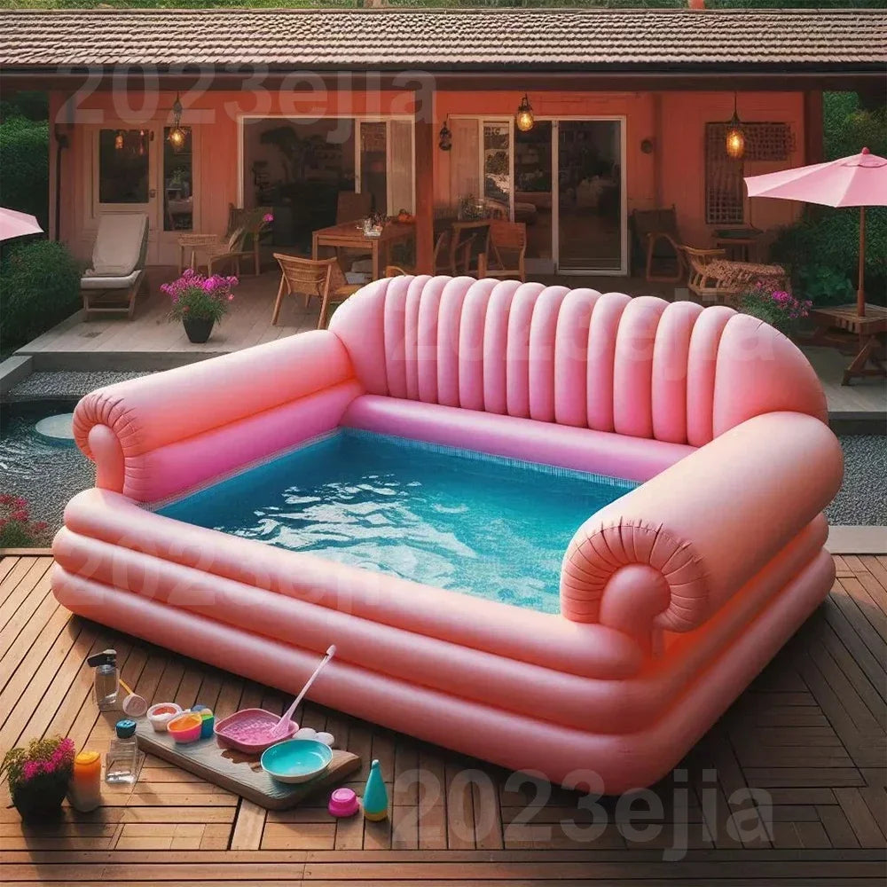 Custom Size Giant Inflatable Combine Sofa Pools Swimming Pool Sofa Shape Inflatable Pool Lounging For Outdoor Relaxation.