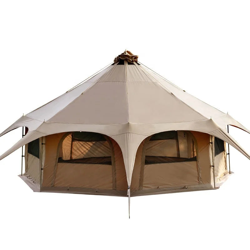 DDP Ready In Stock Customized Outdoor Luxury Glamping Bell Tents Dome Tepee for Family Camping.