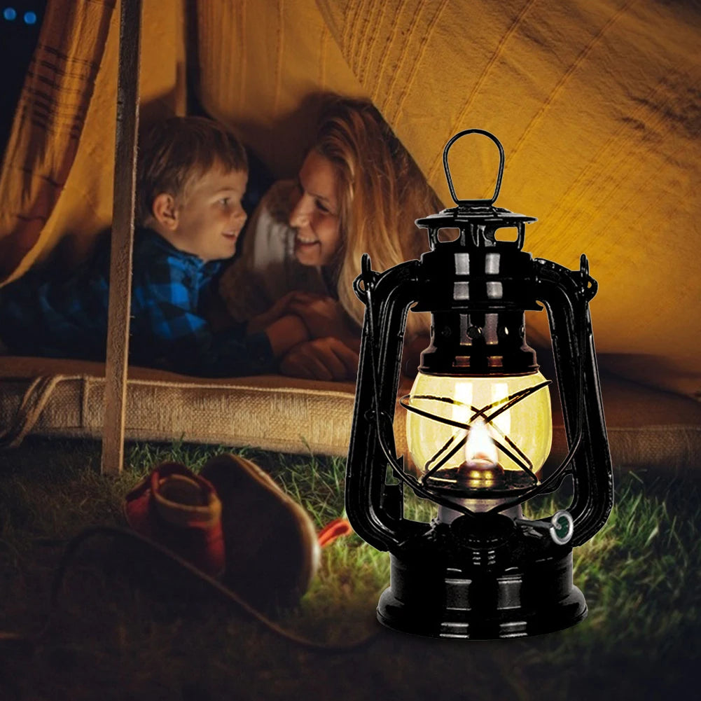 Camping Kerosene Lamp Portable Outdoor Atmosphere Lighting Tent Lanterns with Handle Vintage Oil Burning Table Hurricane Lamps.