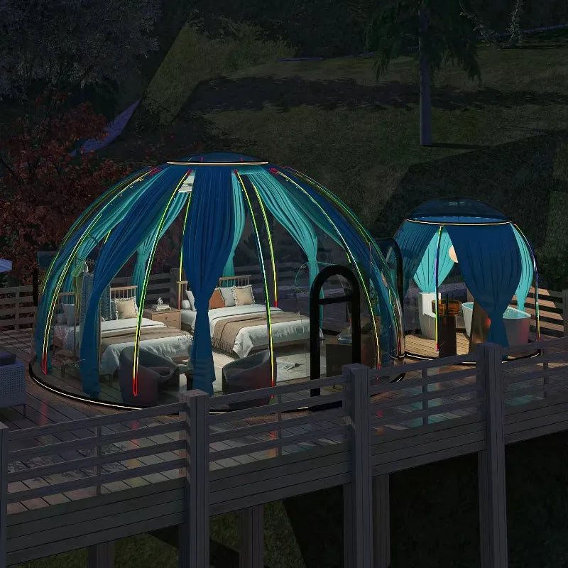 Full House Outdoor Transparent Restaurant Igloos Bubble Room Star Glamping Hotel Tent Dome.