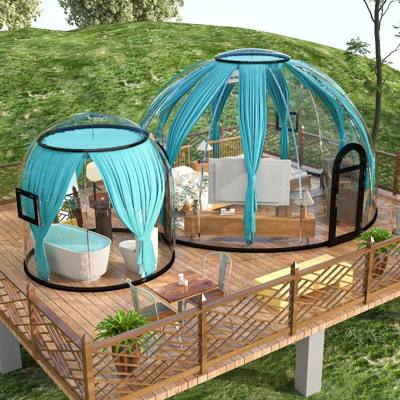 Full House Outdoor Transparent Restaurant Igloos Bubble Room Star Glamping Hotel Tent Dome.