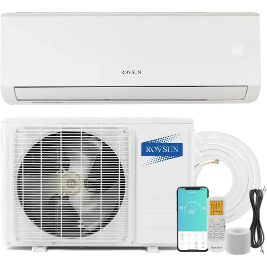 9000BTU Wifi Enabled Mini Split Air Conditioner & Heater,Wall AC Unit with Pre-Charged Condenser, Heat Pump & Installation Kit